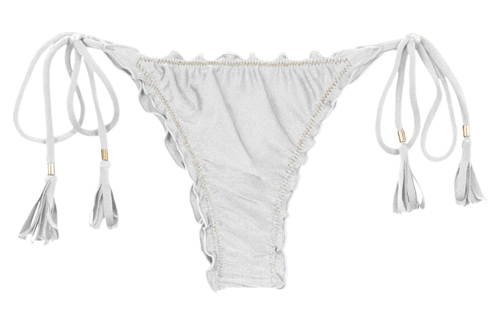 Product Front: Rio De Sol Figi Bikini Bottom Shimmer-White Frufru-Fio