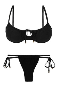 Product Front: Rio De Sol Zestaw Bikini Set Dots-Black Balconet-Tie Pipa