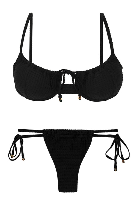 Product Front: Rio De Sol Zestaw Bikini Set Dots-Black Balconet-Tie Pipa