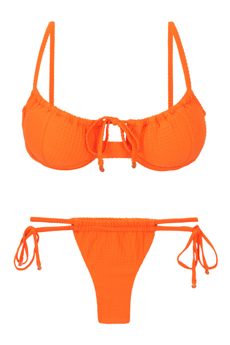 Product Front: Rio De Sol Zestaw Bikini Set Dots-Orange Balconet-Tie Pipa