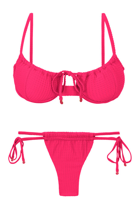 Product Front: Rio De Sol Zestaw Bikini Set Dots-Virtual-Pink Balconet-Tie Pipa