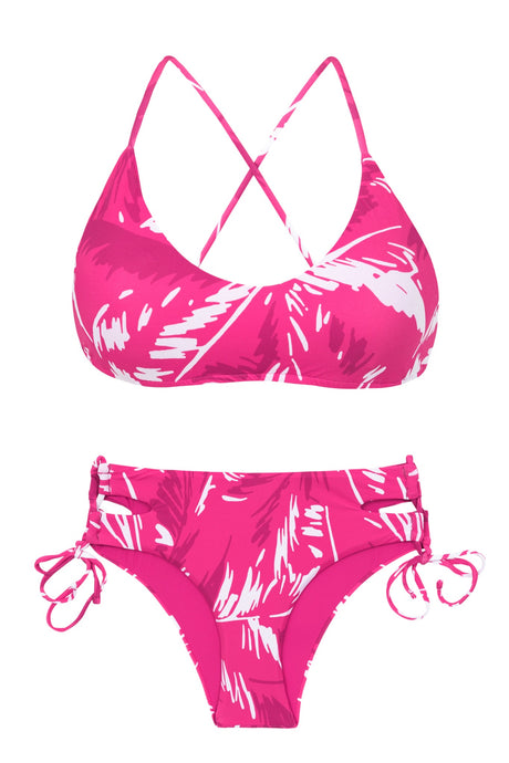 Product Front: Rio De Sol Zestaw Bikini Set Pink-Palms Bralette Madrid