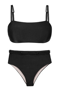 Product Front: Rio De Sol Zestaw Bikini Set Shimmer-Black Bandeau-Reto Hotpants