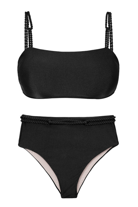 Product Front: Rio De Sol Zestaw Bikini Set Shimmer-Black Bandeau-Reto Hotpants