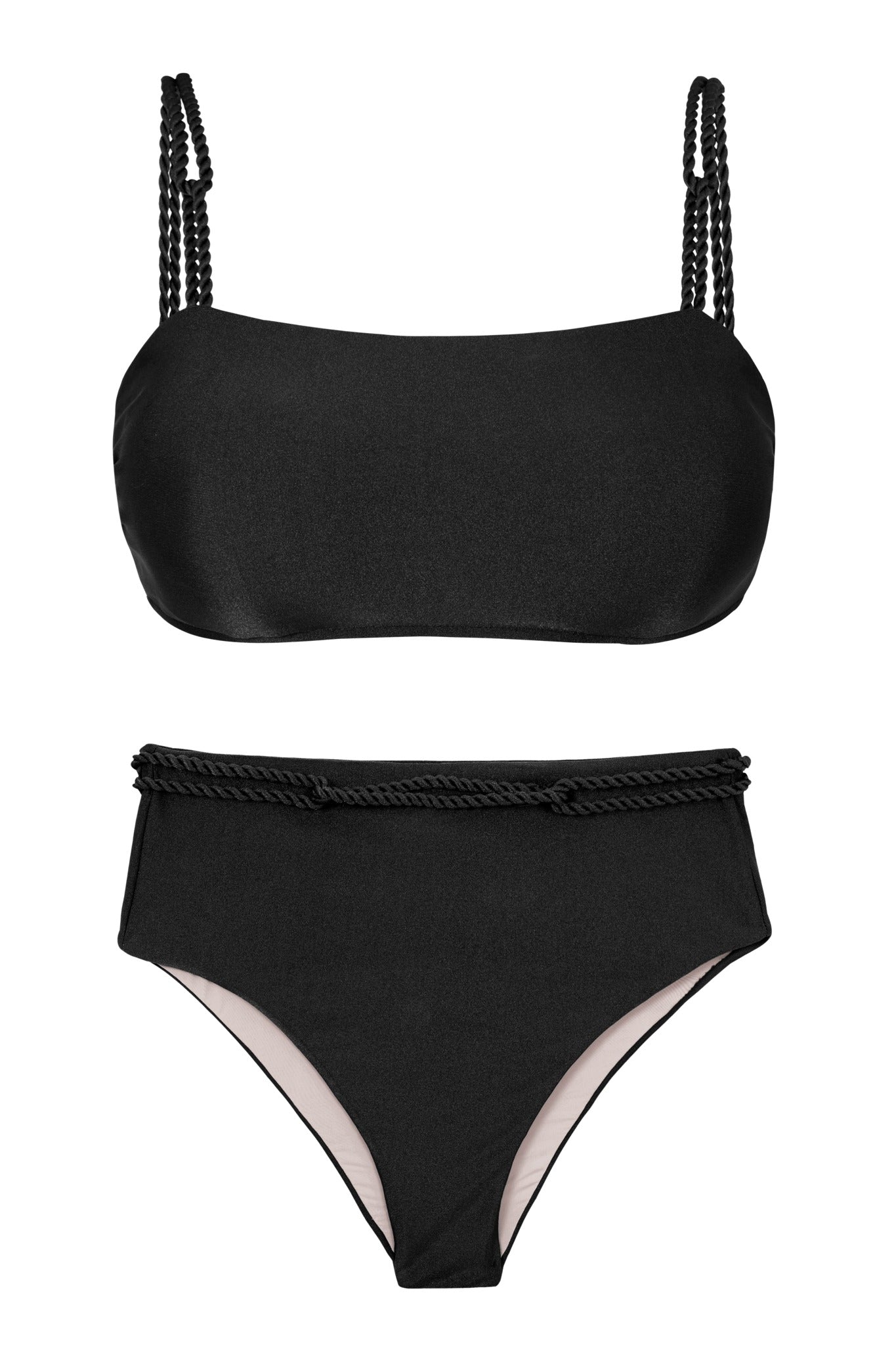 Product Front: Rio De Sol Zestaw Bikini Set Shimmer-Black Bandeau-Reto Hotpants