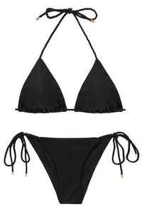 Product Front: Rio De Sol Zestaw Bikini Set Shimmer-Black Tri-Rope Cheeky-Rope