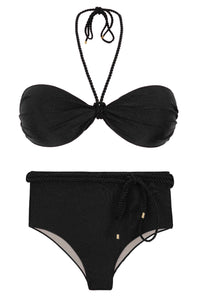 Product Front: Rio De Sol Zestaw Bikini Set Shimmer-Black Twist Belted-High-Waist