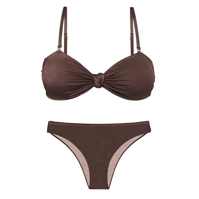 Product Front: Rio De Sol Zestaw Bikini Set Shimmer-Coffee Bandeau-Joy Essential