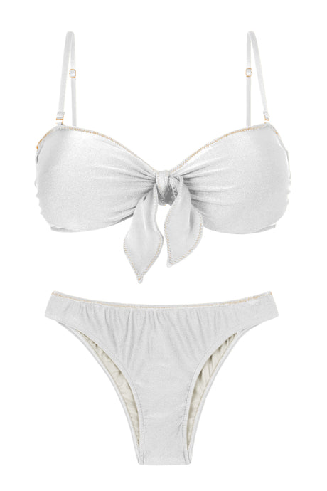 Product Front: Rio De Sol Zestaw Bikini Set Shimmer-White Bandeau-Knot Essential