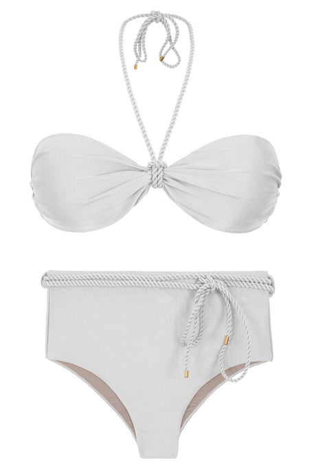Product Front: Rio De Sol Zestaw Bikini Set Shimmer-White Twist Belted-High-Waist