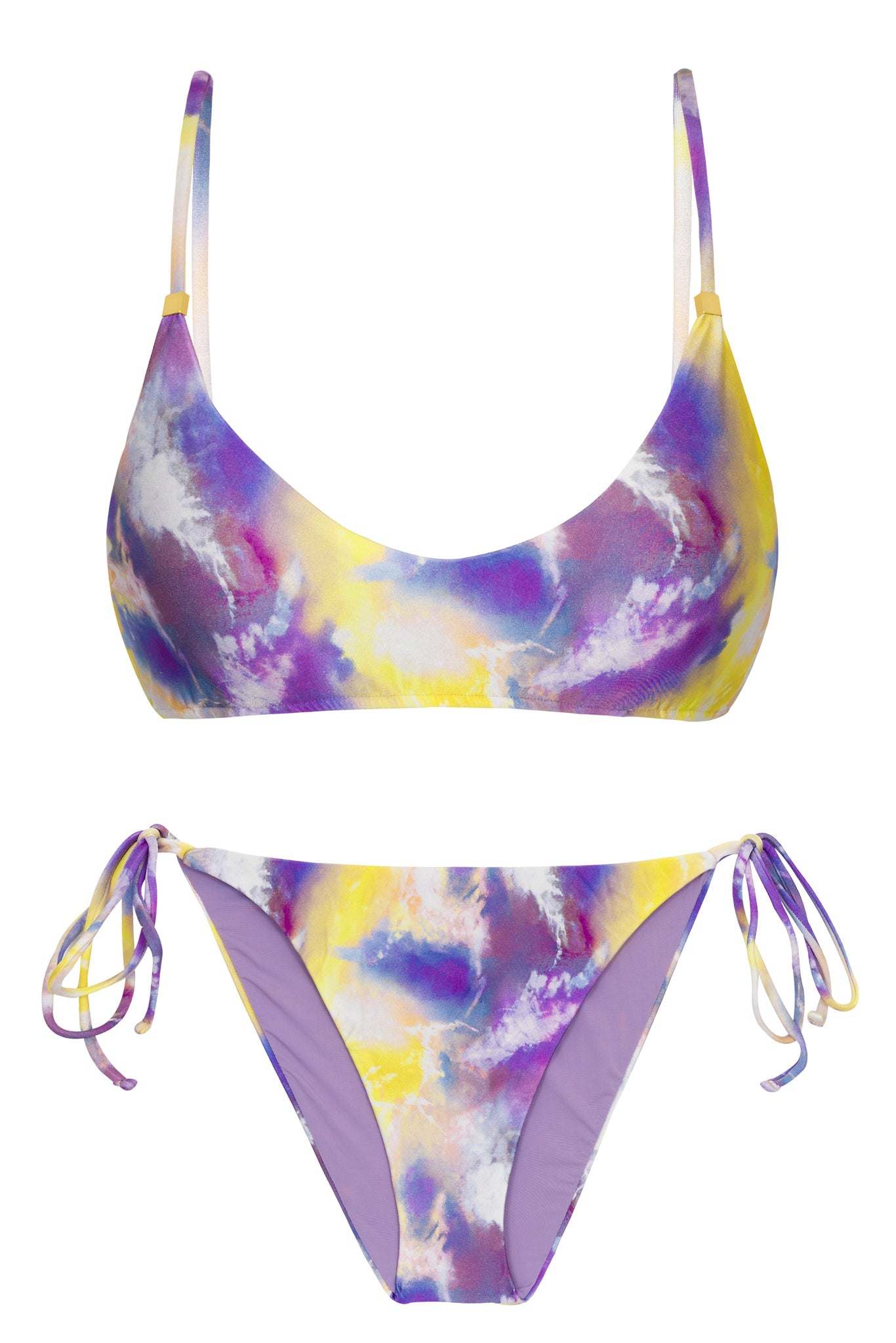 Product Front: Rio De Sol Zestaw Bikini Set Tiedye-Purple Bralette Ibiza-Comfy