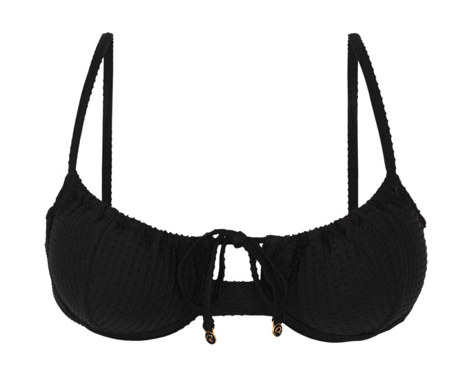 Product Front: Rio De Sol Top Bikini Top Dots-Black Balconet-Tie