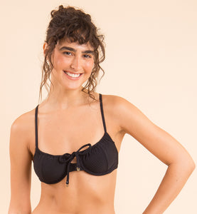 Image 08: Rio De Sol Top Bikini Top Dots-Black Balconet-Tie