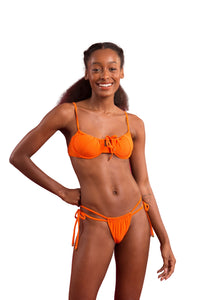 Model Front: Rio De Sol Top Bikini Top Dots-Orange Balconet-Tie