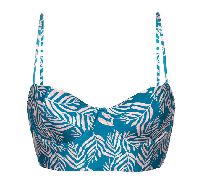 Product Front: Rio De Sol Top Bikini Top Palms-Blue Balconet-Anna