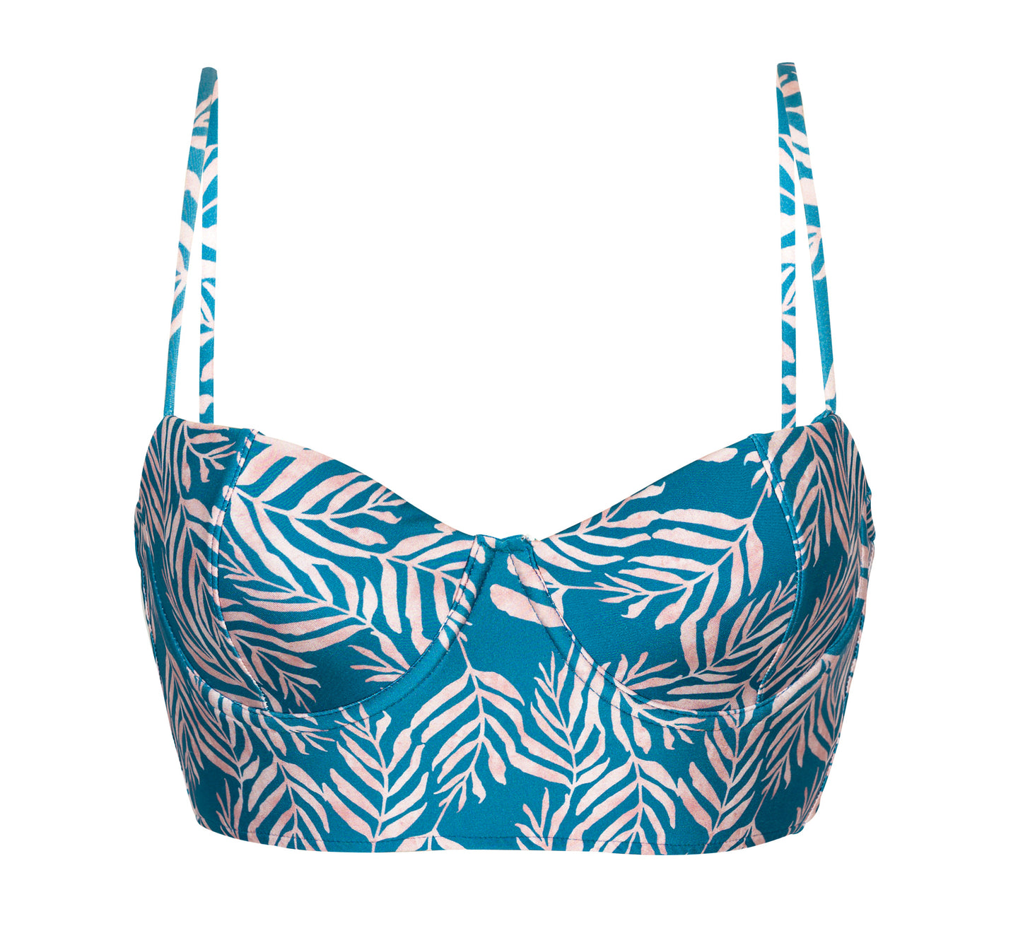 Product Front: Rio De Sol Top Bikini Top Palms-Blue Balconet-Anna