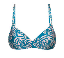 Załaduj obraz do przeglądarki galerii, Product Front: Rio De Sol Top Bikini Top Palms-Blue Balconet-Inv
