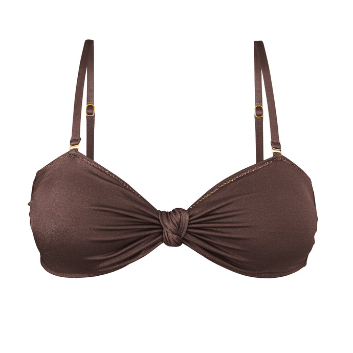 Product Front: Rio De Sol Top Bikini Top Shimmer-Coffee Bandeau-Joy