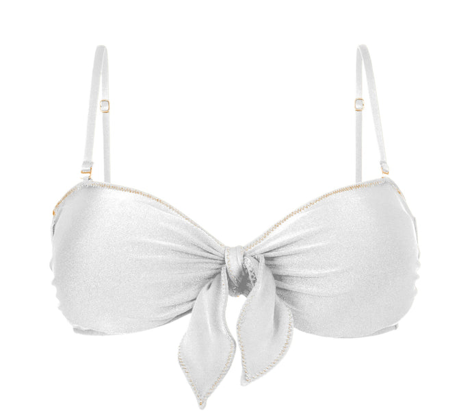 Product Front: Rio De Sol Top Bikini Top Shimmer-White Bandeau-Knot